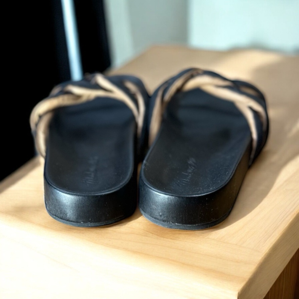 Madewell Black Braided Leather Slide Sandals View 3